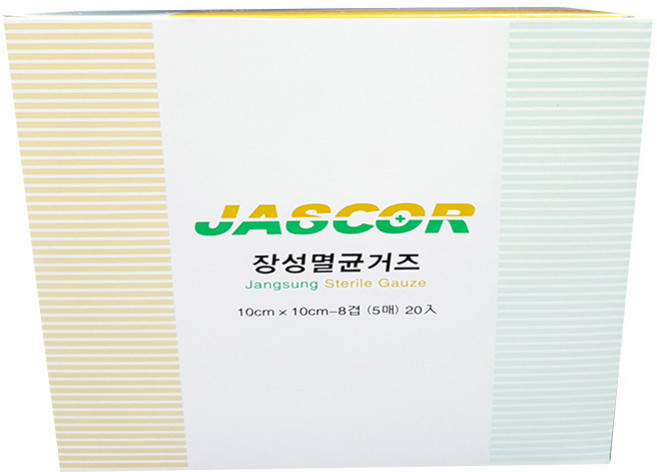 장성 멸균거즈 10cmX10cm-8겹 5매 20포, 1박스, 20개입
