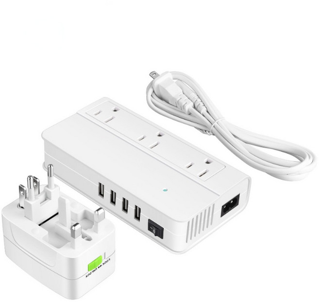 旅行便攜穩壓器 多功能插座 USB充電 全球通用 安全保護, 1個, 220V轉110V