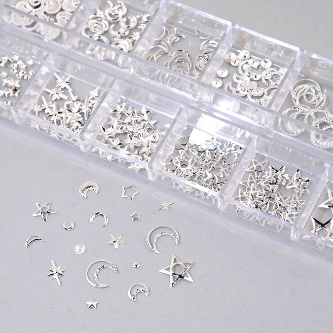 네일스토어 별 달 네일파츠 메탈참 실버-2, 1개, 실버