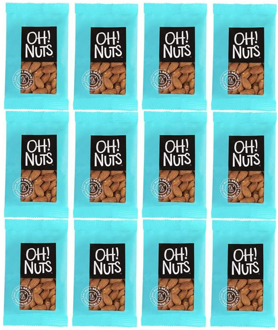 Oh Nuts 파티 믹스 버라이어티 팩 오 너츠 달콤하고 짭짤한 구운 소금맛 개별 견과류 스낵 휴대용 학교용 12개 편리한 다양한 세트 포장 1.5온스씩, 아몬드, 1개
