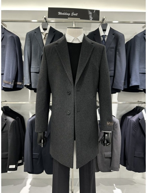 트루젠 프리미엄 캐시미어&울혼방 차콜 체스터 기본 코트