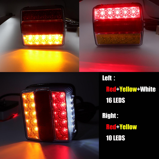 1세트 10m 7핀 플러그 12V 16 Led 트레일러 견인 라이트 키트 리어 테일 턴신호등, H1, A, 1개