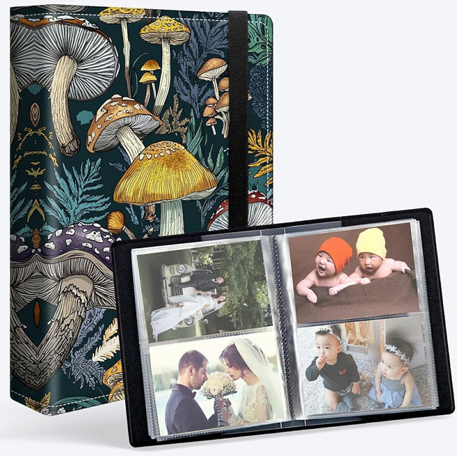 작은 사진 앨범 3.5x5 강한 탄성 밴드가 있는 사진 가죽 커버 미니 20페이지 앨범 80장의 아트 프레젠테이션 엽서 책 보관 스페이스 공룡, 3.5x5 Hold 80 Photos, Elephant, 1개