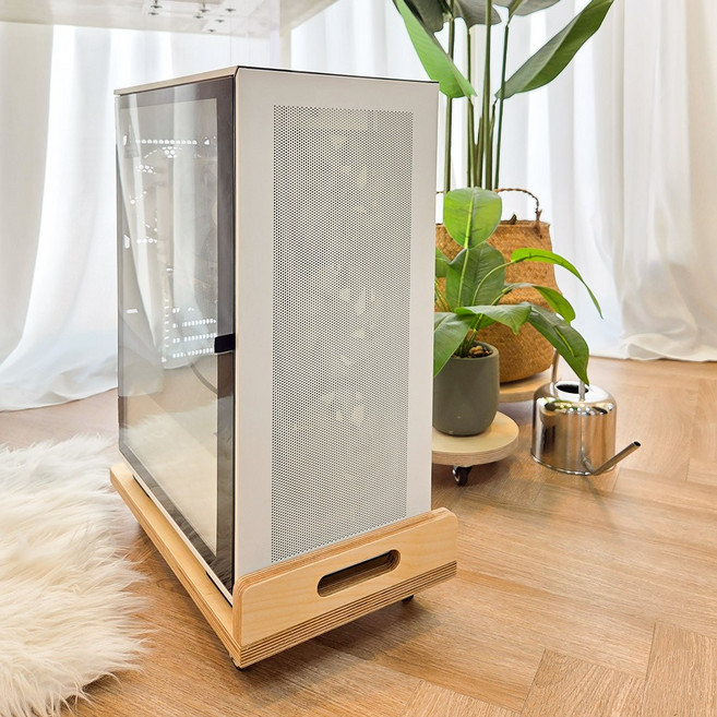 쏠리드 원목 본체받침대 데스크탑 PC 선반 이동식거치대 손잡이형, 손잡이형(오일포함), 단일