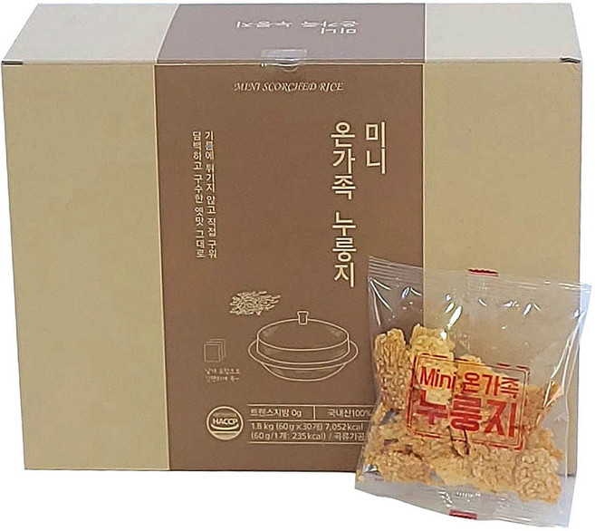 온가족 미니 누룽지 60g x 30개입, 30개