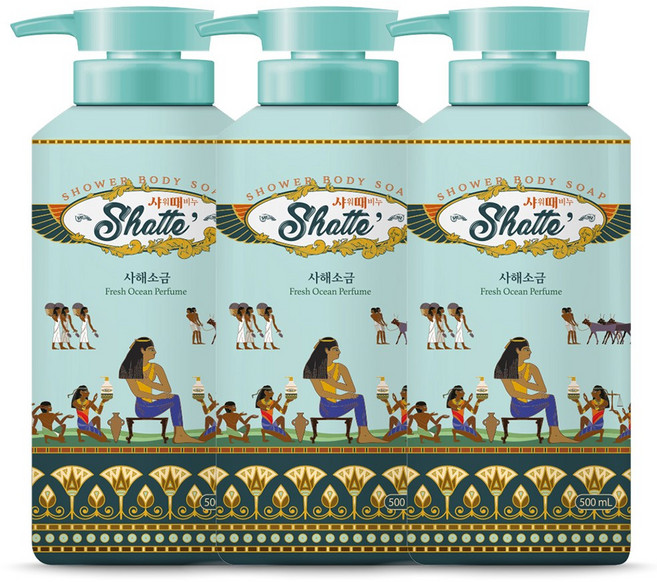 무궁화 샤워때비누 사해소금, 500ml, 3개