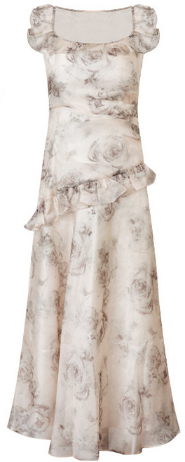 【溫柔收腰】碎花連衣裙 歐根紗連衣裙 氣質連衣裙 中長款連衣裙 飛飛袖設計 2024新款 法式溫柔風 約會度假穿搭