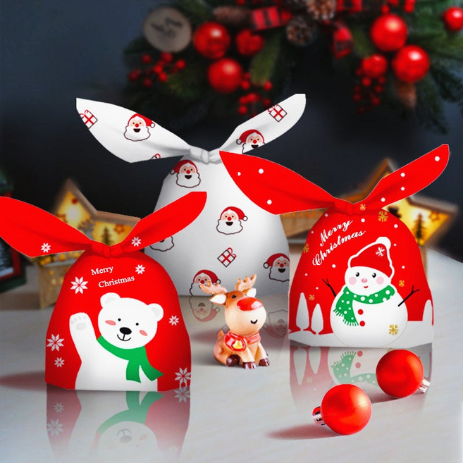 맘스아미 크리스마스 선물포장 토끼봉투 보자기봉투 50매 어린이집 유치원 답례품 구디백, 크리스마스 소 1번