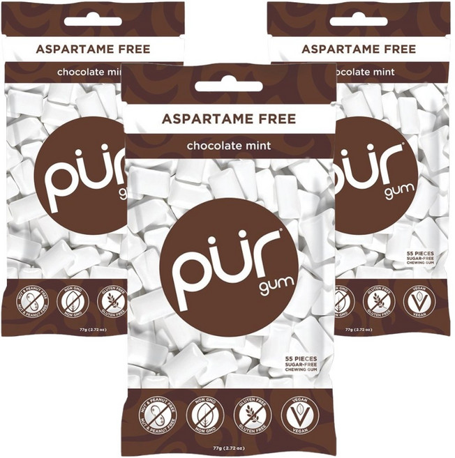 퍼검 아스파탐 프리 초콜릿 민트 비건, 77g, 3개