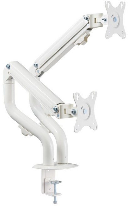 마운트뷰 카멜레온 화이트 듀얼 모니터 암 거치대 스탠드 27인치 32인치, 1개