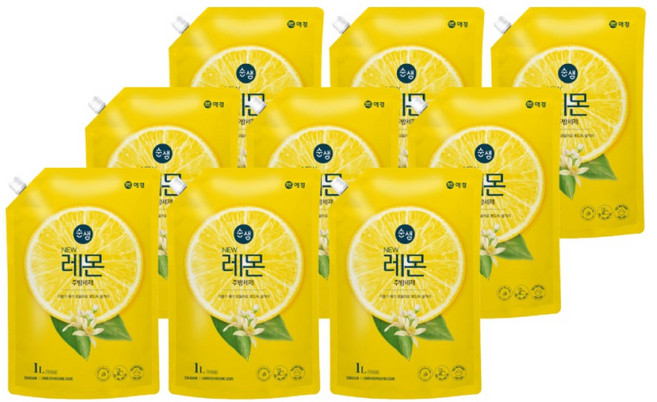 애경 뉴 순샘 레몬 주방세제 1L 9개 설거지