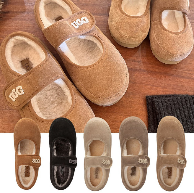 25년 호주정품 오즈웨어 어그 우먼 메리제인 EMB 로고 플랫 발레슈즈 양털 로퍼 어그 단화 OB970 [호주직배송]