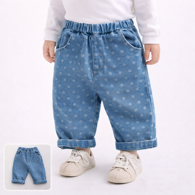 유아동 데님팬츠 남아 여아 청바지 키즈 일자핏 데일리룩 밴딩