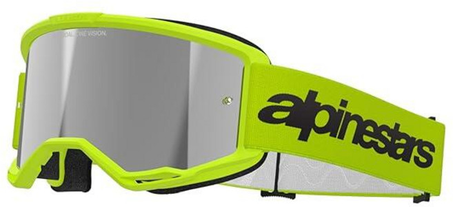 AlpineSTAR 스타sVisiON 온3MXATVMTB오프로드고글블랙-미러실버렌즈124938, 옐로우 플루오 - 미러 실버 렌즈, 1개