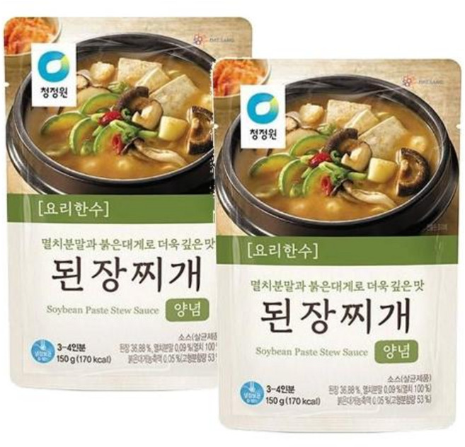 청정원 요리한수 된장찌개양념, 2개, 150g