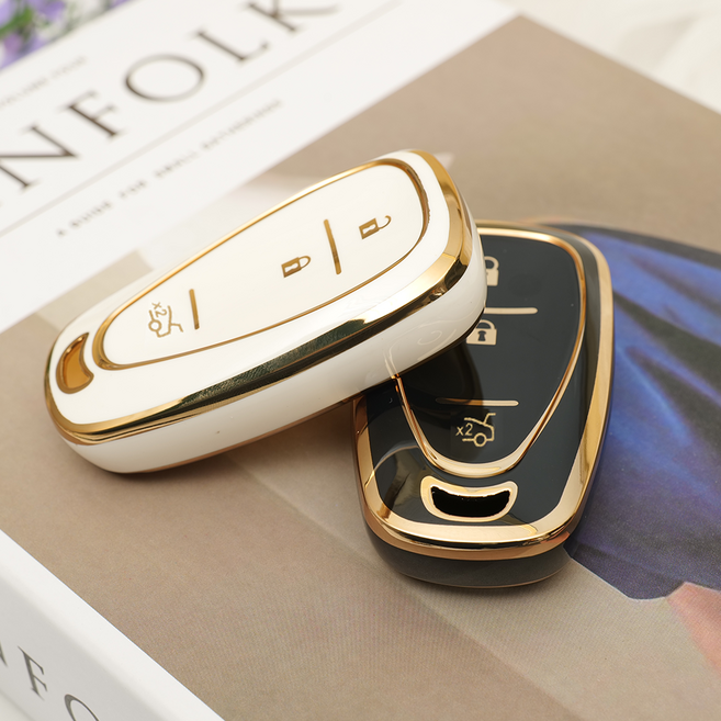 바이어블 쉐보레 호환 자동차 tpu 키케이스 키홀더 키커버 2버튼 3버튼 4버튼 5버튼, 3버튼 A타입 화이트골드 (VA-TA52)