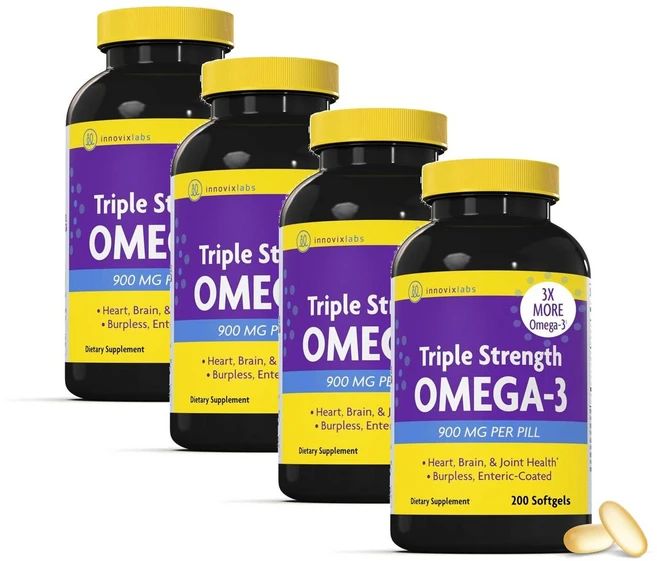 이노빅스랩 트리플 스트렝스 오메가3 900mg 소프트젤 Innovixlabs Triple Strength Omega 3, 4개, 200정 - 쿠팡