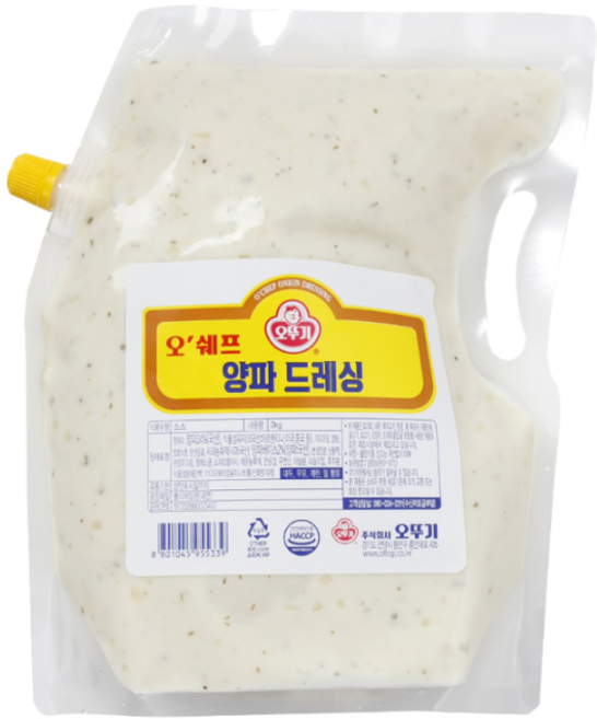 코리원/오뚜기 오쉐프 양파드레싱 2kg/대용량/샐러드, 1개, 2kg