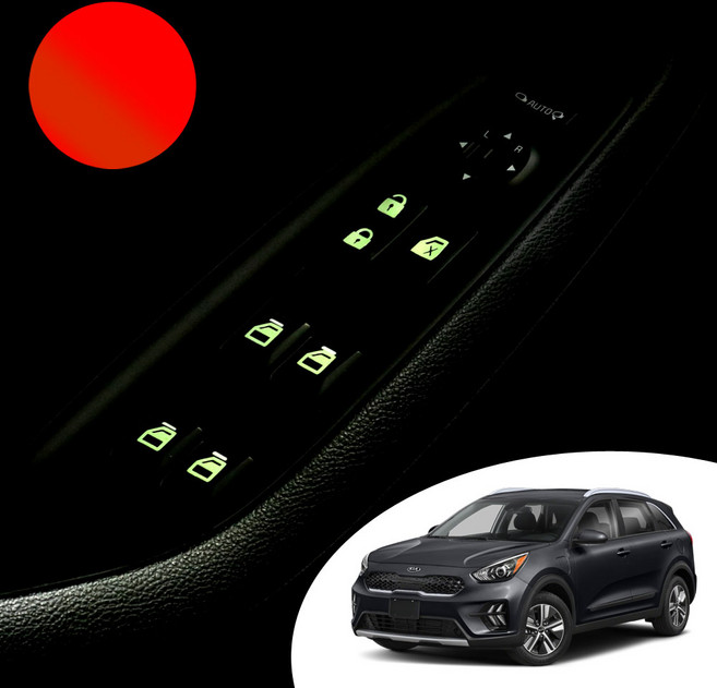 어른킹 더뉴니로 실내 도어 윈도우 스위치 버튼 야간 반사 야광 데칼 스티커 자동차 악세사리, 레드반사, 1개