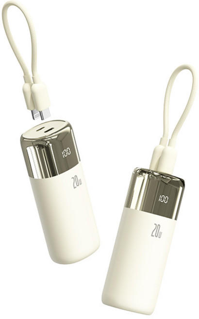 10000mAh 迷你充電寶 自帶線小巧便攜, 1個, 金色【10000毫安】