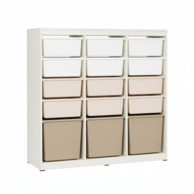 한샘 샘키즈 수납장 1305 브라운 방문설치, 몸통(크림화이트), 박스(화이트+베이지+브라운), 5단