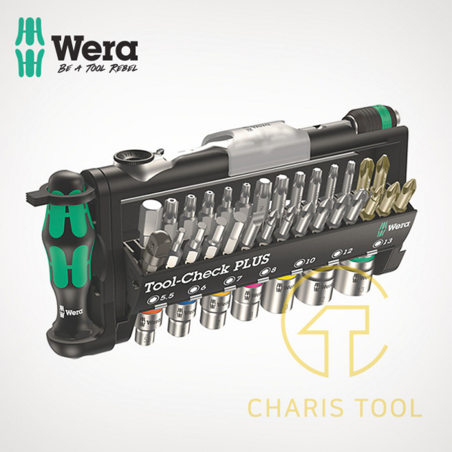 WERA Tool-Check PLUS 비트소켓 라쳇세트 1/4인치 소켓렌치 툴첵플러스 카리스툴, 1개