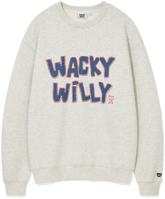 와키윌리 WACKY WILLY 부클 자수 맨투맨 라이트 그레이 WA2504CR11LG 181546