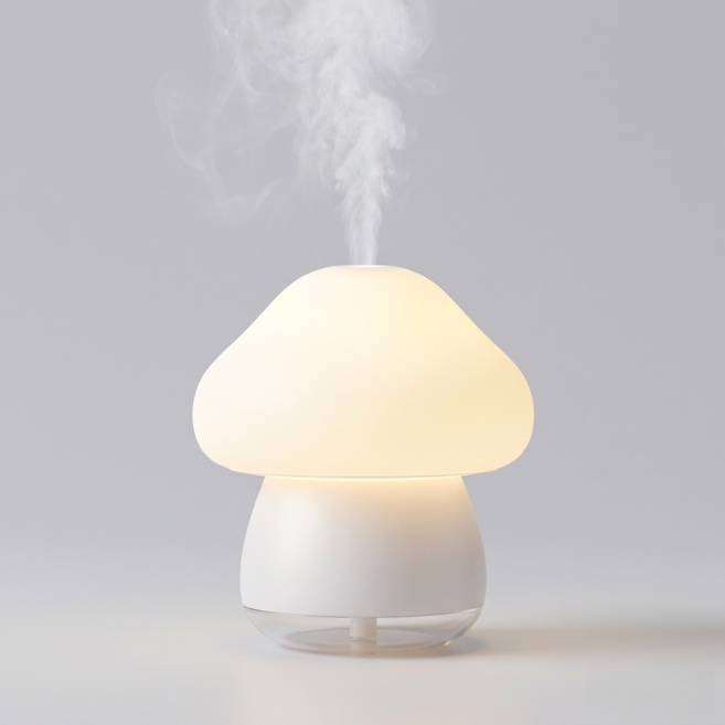 PAPA 버섯 터치 무드등 가습기 탁상용 미니 초음파 가습기, 화이트, X317