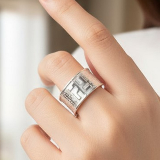 은비나리 925실버 반야심경 은반지 불교 명상 법문 각인 반지 기도용 만자 와이드링 순은 절 불교반지