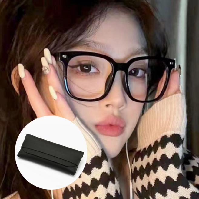 안경테 블루라이트 차단 뿔테 안경 안경테 블루라이트 차단 뿔테 안경+케이스 추가