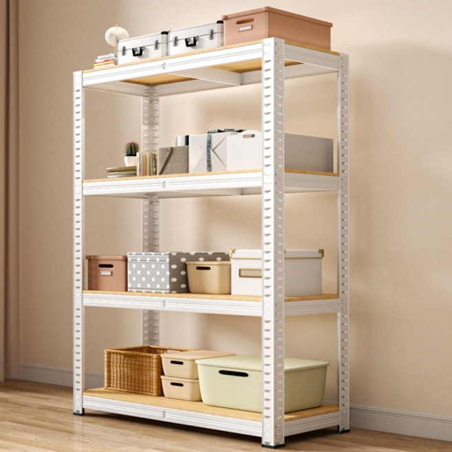 투에스리빙 튼튼한 무볼트 간편조립 철제 선반, 4단, 화이트