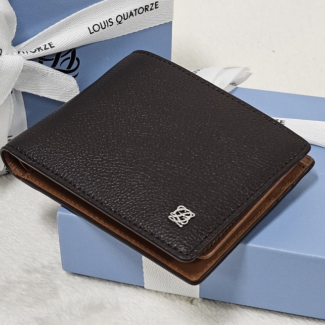 [백화점 정품] 루이까또즈 브라운 투톤 스티치 포인트 남성 반지갑 (선물포장)