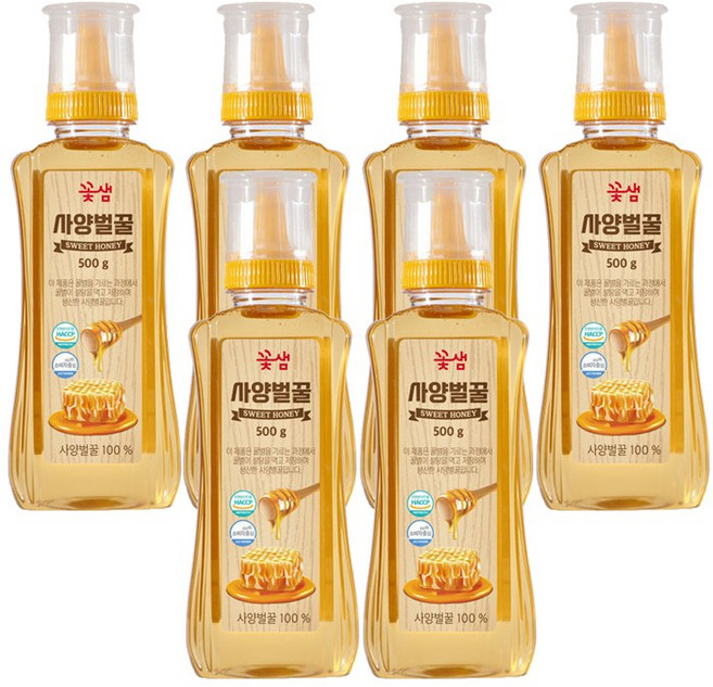 꽃샘 100%국내산 사양벌꿀, 500g, 6개
