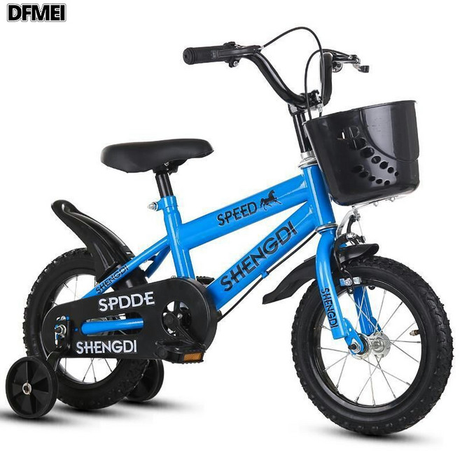 DFMEI 兒童自行車12/14/16寸男女寶寶童車小孩子帶輔助輪腳踏車, 1個, 1cm, 湖藍色:14寸適合3-5歲身高100左右