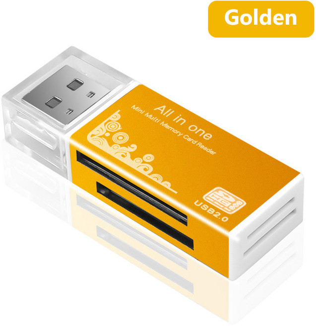 올인원 마이크로 SD 카드 리더기 메모리 스틱 프로 듀오 플래시 M2 MS 어댑터용 USB, gold, 1개