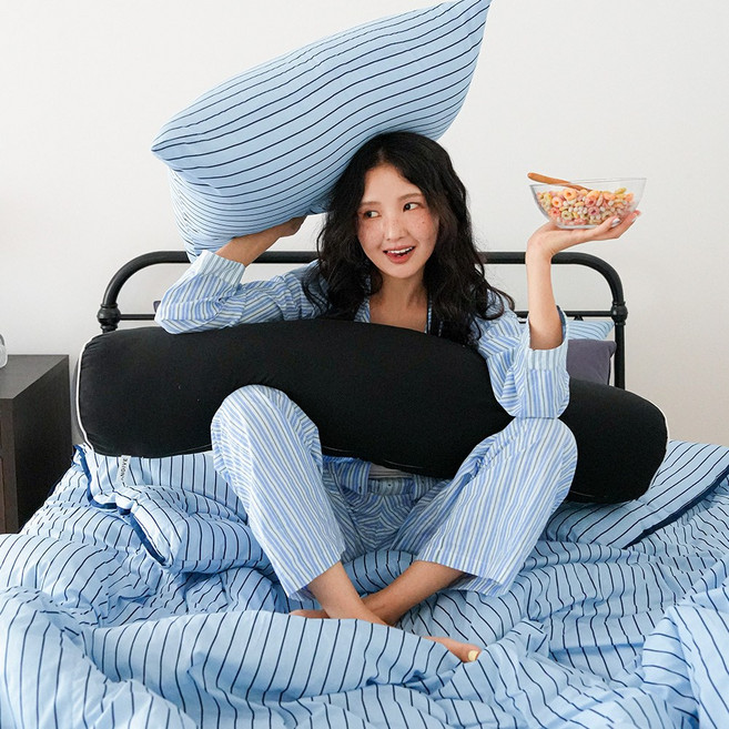 온기브 캔디샵 먼지없는 알러지케어 스트라이프 사계절 호텔 차렵이불 세트 4colors(SS/Q)