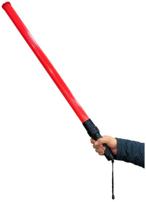 특대형 일반 신호봉 45파이 x 860mm 신호봉 / 건전지별도 / 순찰 사고예방 차량감속 경찰 경광봉, 블랙 레드, 1개