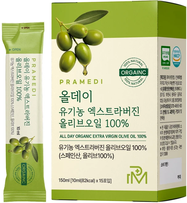 프라메디 산도 0.14 올데이 유기농 엑스트라버진 올리브오일, 1개, 150ml - 쿠팡