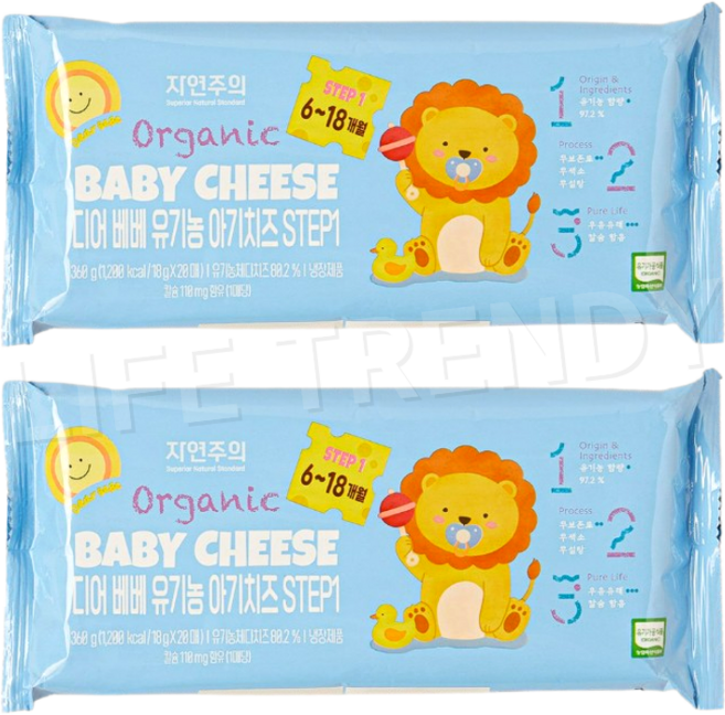 자연주의 디어베베 유기농 아기치즈 STEP1, 2개, 360g