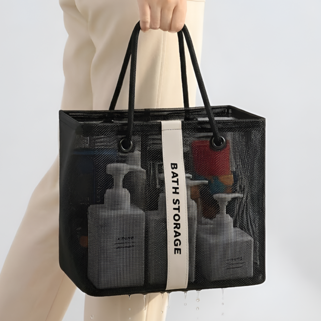 딜헤이븐 물빠지는 샤워가방 목욕바구니, 블랙