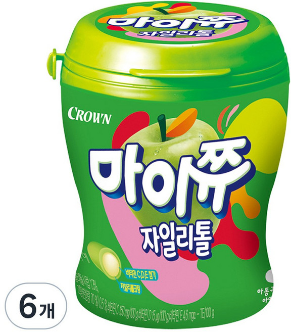 크라운 마이쮸 용기 사과, 110g, 6개