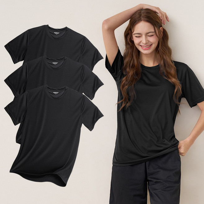 코너뷰 무지 드라이 기능성 쿨 반팔 티셔츠 남여공용 3장 세트