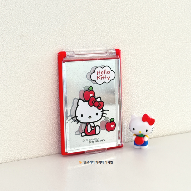 헬로키티 미니 접이식 거울 캐릭터 휴대용 미러 4종 택 1, 1개, 애플키티