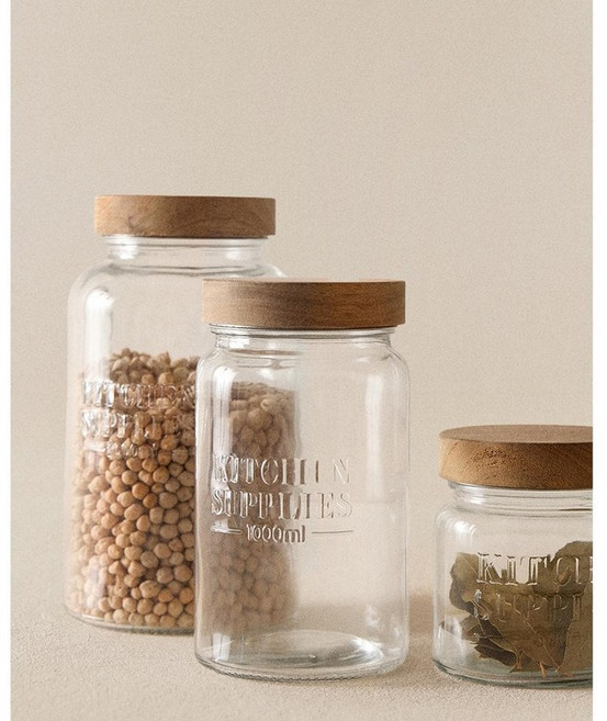 자라홈 브랜드관 나사식 유리 보관 병 42282428052, 10.2 x 18.2 x 10.2 cm, 내추럴, 1개