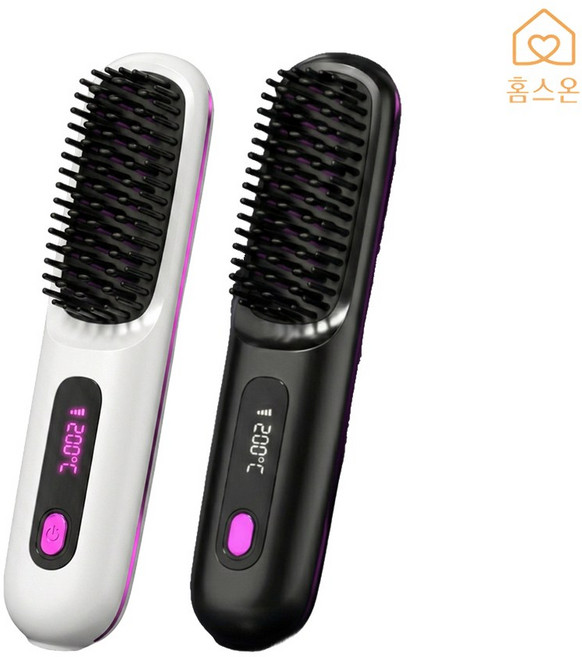 홈스온 퀵케어 무선 빗고데기 헤어 집게 파우치증정, NOIR00, 퓨어블랙