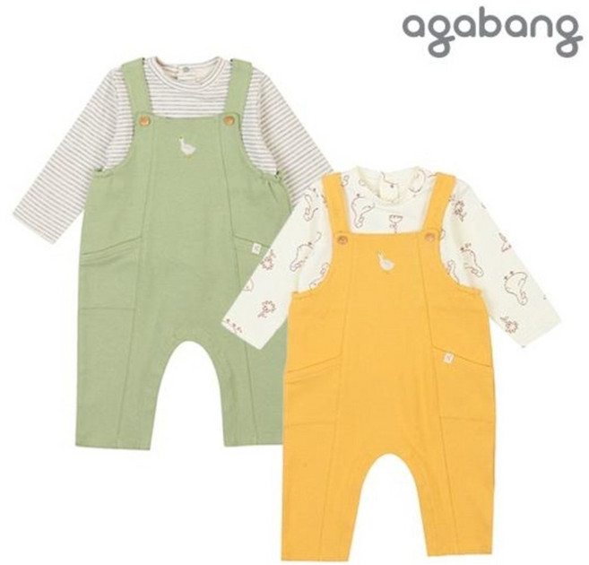 아가방 봄 가격인하 듀데이오버올상하(GREEN YELLOW)_01Q123007 캐주얼한 스타일의 가격착한 오버올 상하를 찿는분께 추천드려요