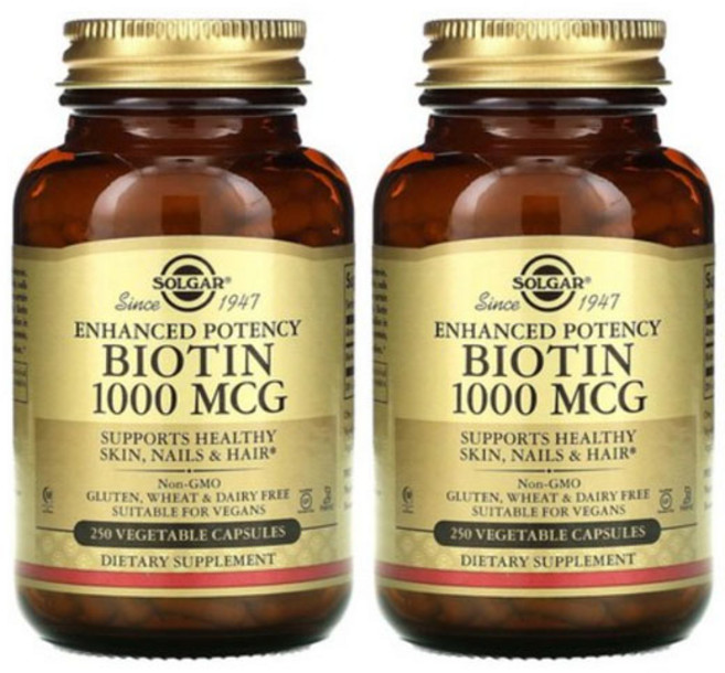 [1+1] Solgar 솔가 비오틴 1000 mcg 250정 바이오틴 Biotin 솔땡 고약사 약들약 베지캡슐 2개