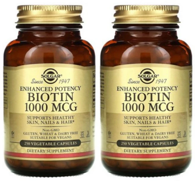 [1+1] Solgar 솔가 비오틴 1000 mcg 250정 바이오틴 Biotin 솔땡 고약사 약들약 베지캡슐 2개 - 쿠팡