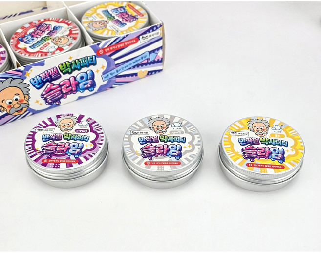 반짝펄 오로라 박사퍼티 슬라임 유리슬라, 3개, 50g, 퍼플1P+퓨어1P+골드1P
