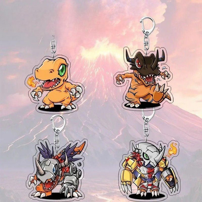 디지몬 디지몬어드벤처 아구몬 메탈그레이몬 워그레이몬 아크릴 키링 굿즈, 4종 세트, 1